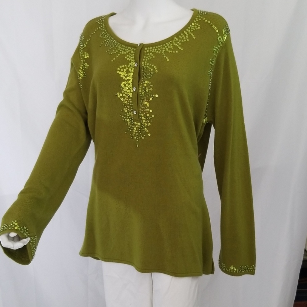 Avacado Green Sequin Sweater